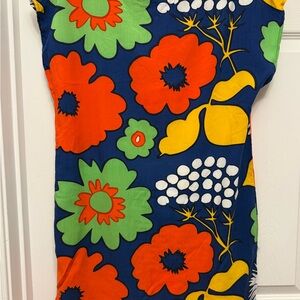 Marimekko Bright Blue and Yellow Floral Dress